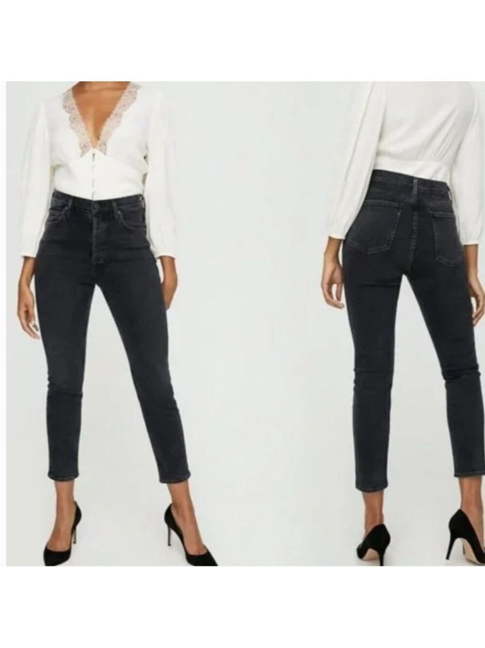 Agolde Nico High Rise Slim Fit Stretch Jean SZ 31 Washed Black‎